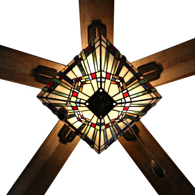 5 blade Led Glass Orson Craftsman Stained Lighted Ceiling Fan River Of Goods