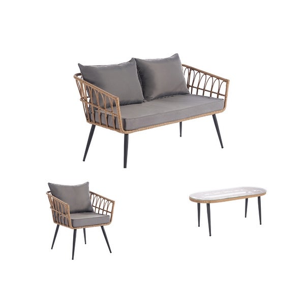 4 Pieces Outdoor Garden Rattan Furniture Sofa Set Set - Overstock - 37612101