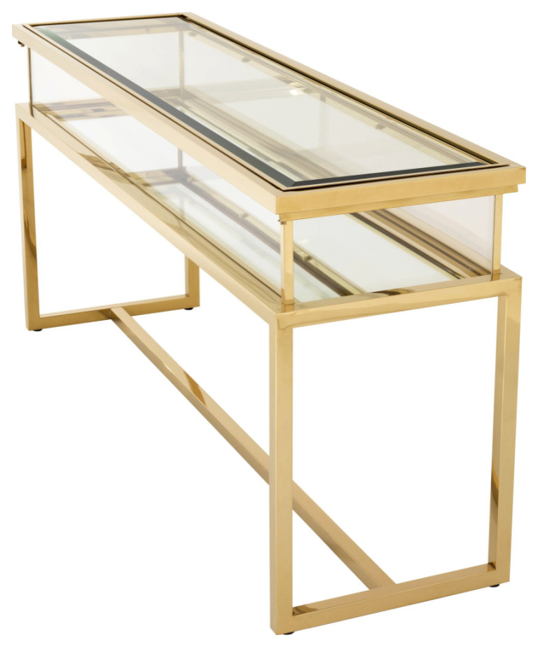 Gold Sliding Top Console Table  Eichholtz Harvey   Contemporary   Console Tables   by Oroa   Distinctive Furniture  Houzz