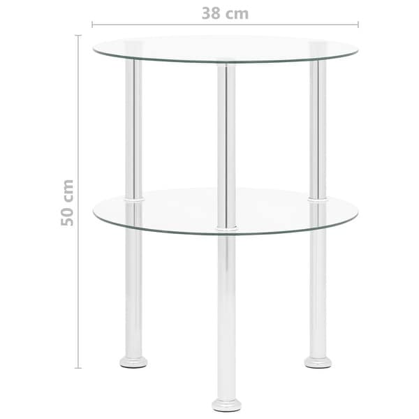 vidaXL 2-Tier Side Table Transparent 15