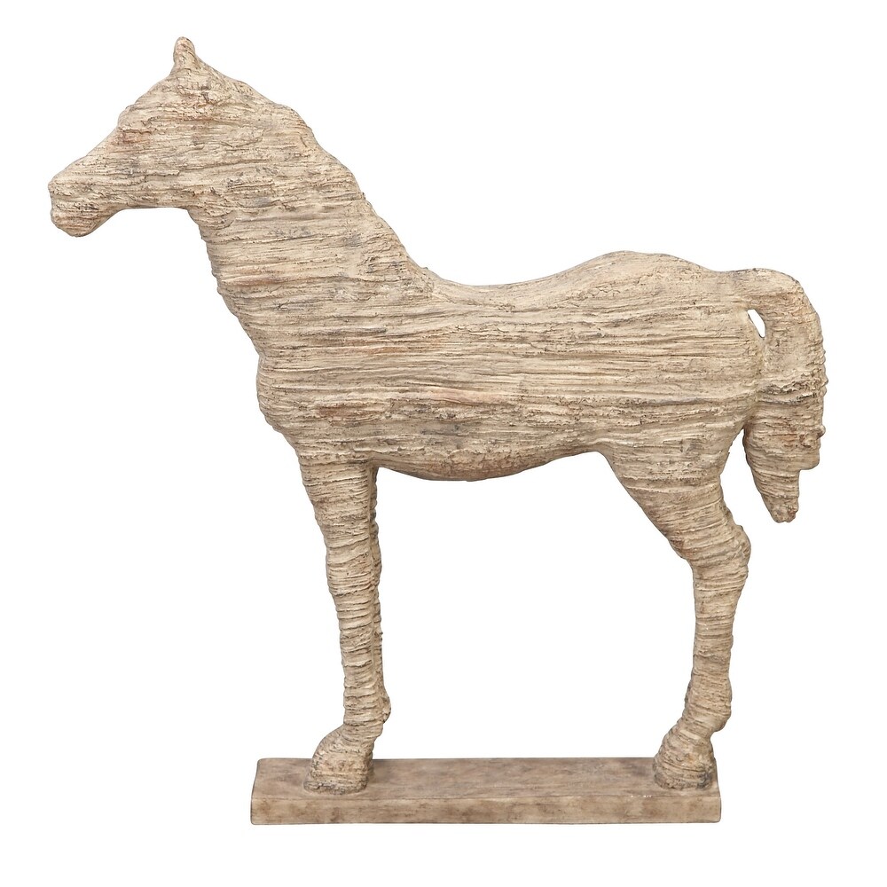 Beige Polystone Horse Sculpture   12 x 3 x 19