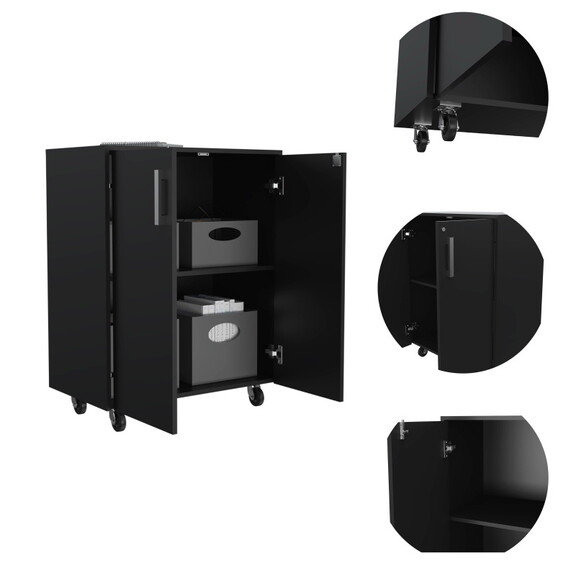 Southrock Rectangle Storage Cabinet Base Black Wen...