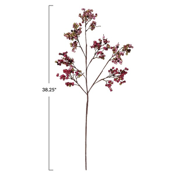 Faux Berry Stem with Metal and Polyethylene