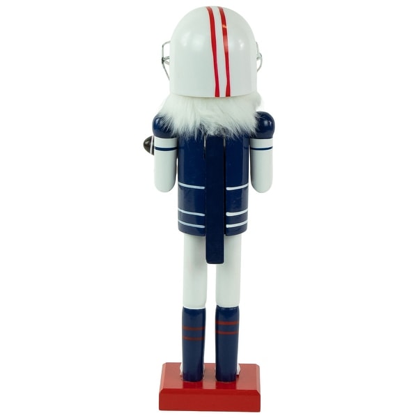 14 Red and White Wooden Christmas Nutcracker Football Player