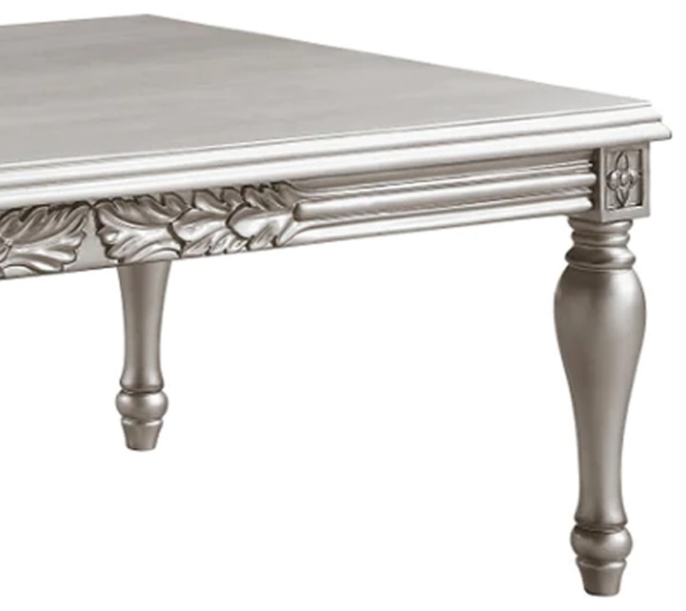 Benzara BM276227 59 quotCoffee Table  Floral Trim  Turned Legs  Wood  Silver   Victorian   Coffee Tables   by Uber Bazaar  Houzz