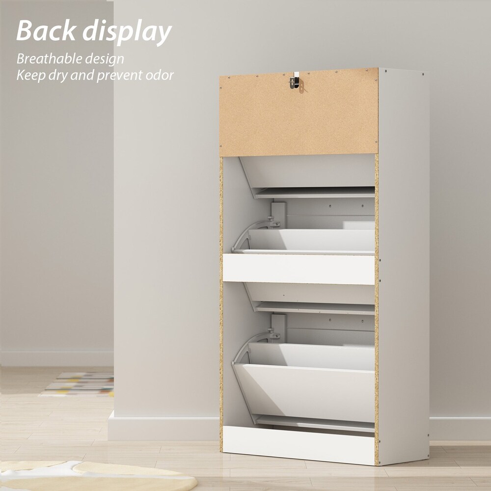 Shoe Cabinet Narrow Shoe Cabinet with 3 Flip Door Space Saving 3 Color