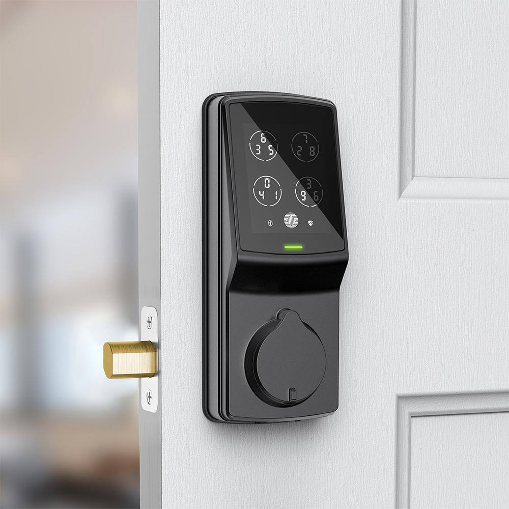 Lockly Secure Plus Matte Black Single-Cylinder Keypad Smart Alarmed Lock Deadbolt with Bluetooth 3D Fingerprint Sensor PGD 728F MB