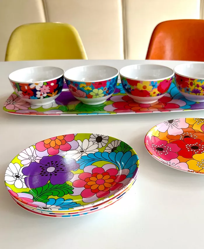 French Bull Garden Floral Melamine Assorted 6 Appetizer Plate Service for 6