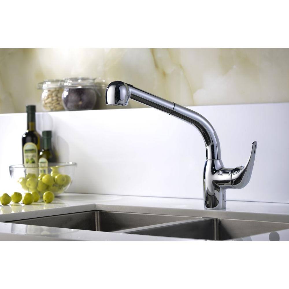 ANZZI Harbour Single-Handle Pull-Out Sprayer Kitchen Faucet in Polished Chrome KF-AZ040