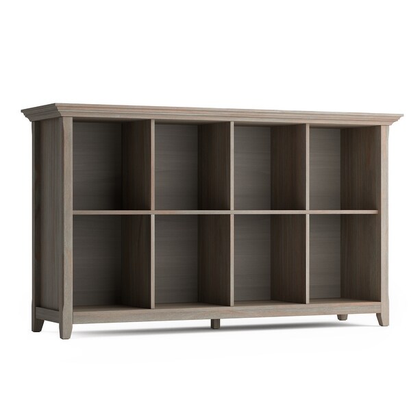 WYNDENHALL Halifax SOLID WOOD 57 inch Wide Transitional 8 Cube Bookcase Storage Sofa Table in Hickory Brown - 57 inch Wide