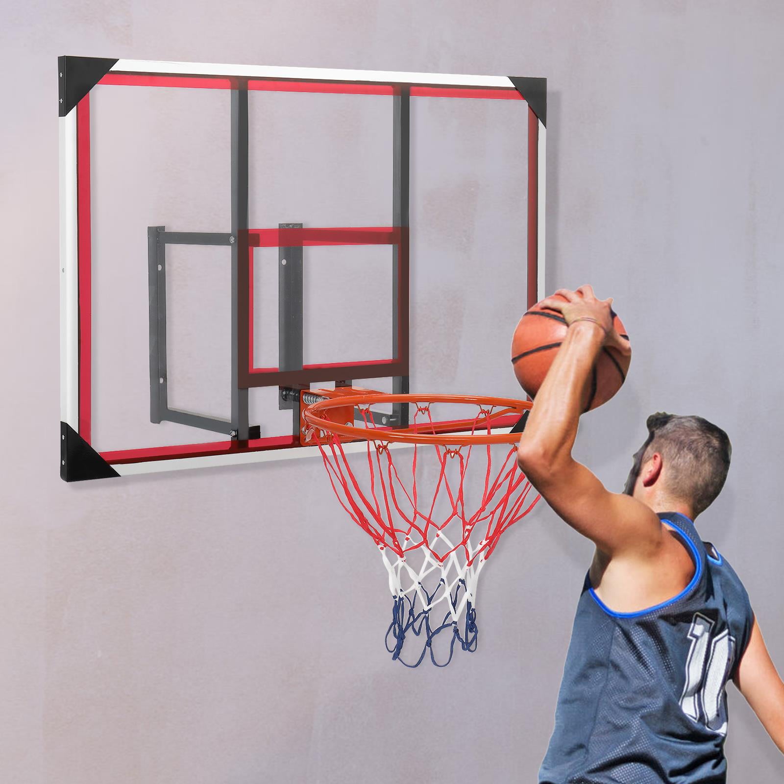 Zimtown Shatterproof Polycarbonate Wall-Mount Basketball Backboard