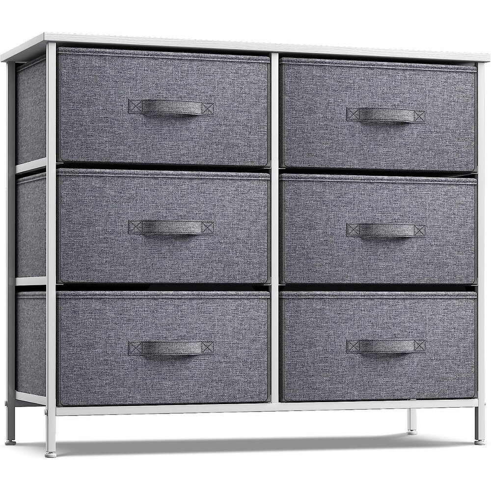 Sorbus 6 Drawer Dresser for Bedroom in White and Gray