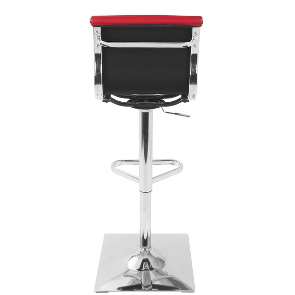 Master Contemporary Adjustable Bar Stool in Red Faux Leather