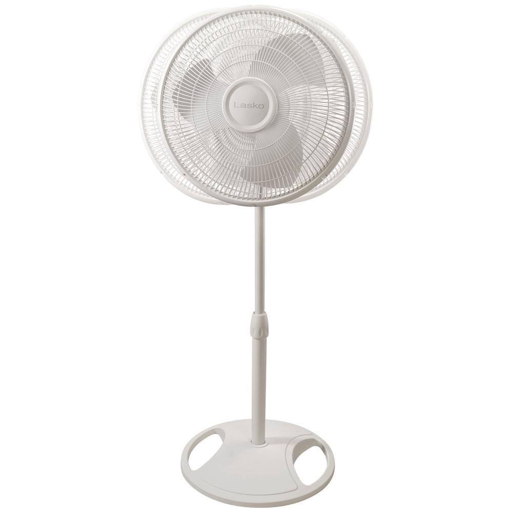 Lasko Adjustable-Height 16 in. 3 Speed White Oscillating Pedestal Fan 2520