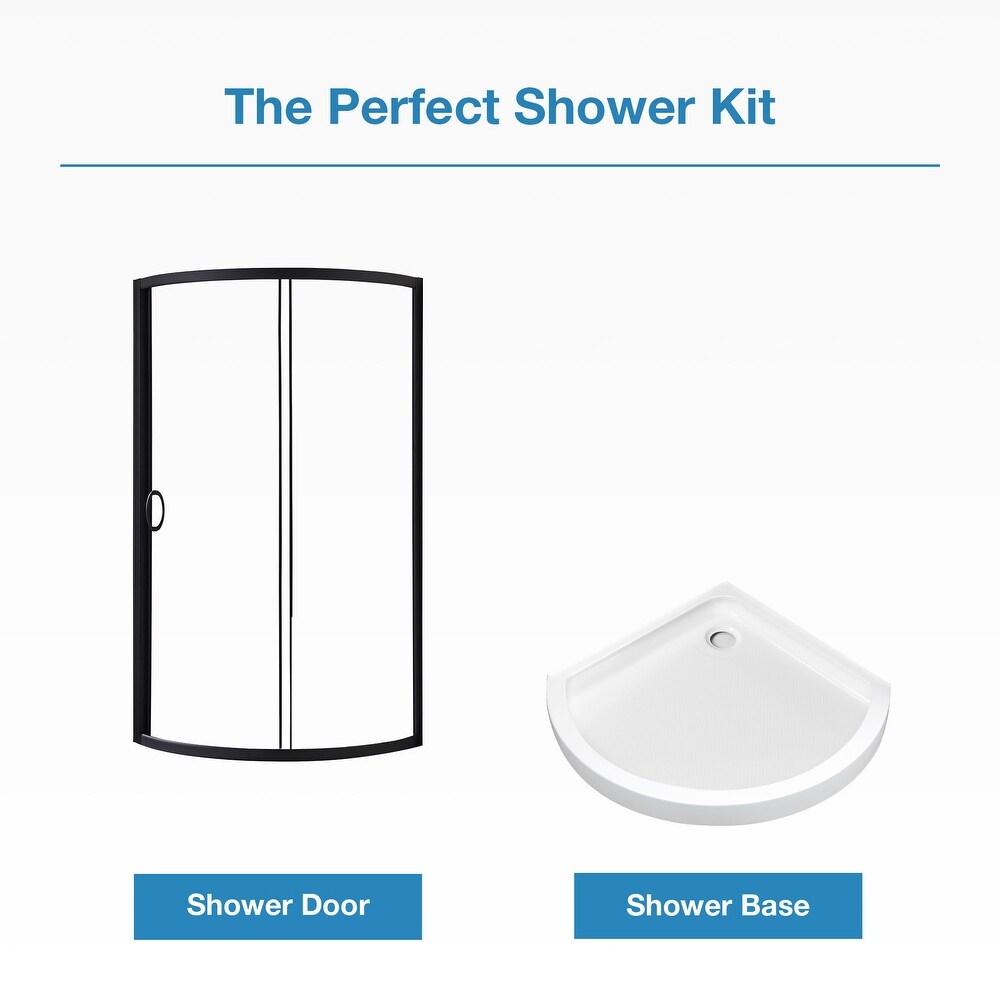 Ove Decors Breeze 38 in. Black Shower Kit with Clear Panels and Base