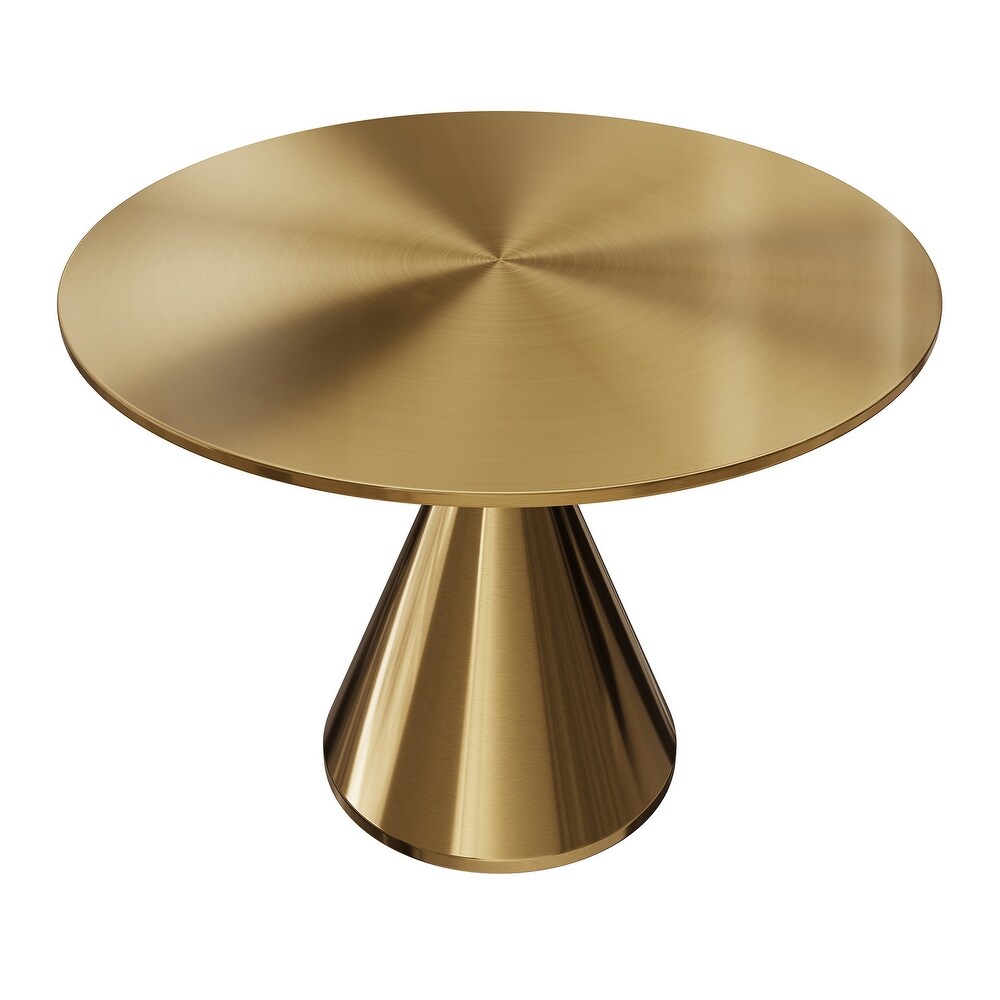 Clihome Modern Round Stainless Steel Golden Dining Table