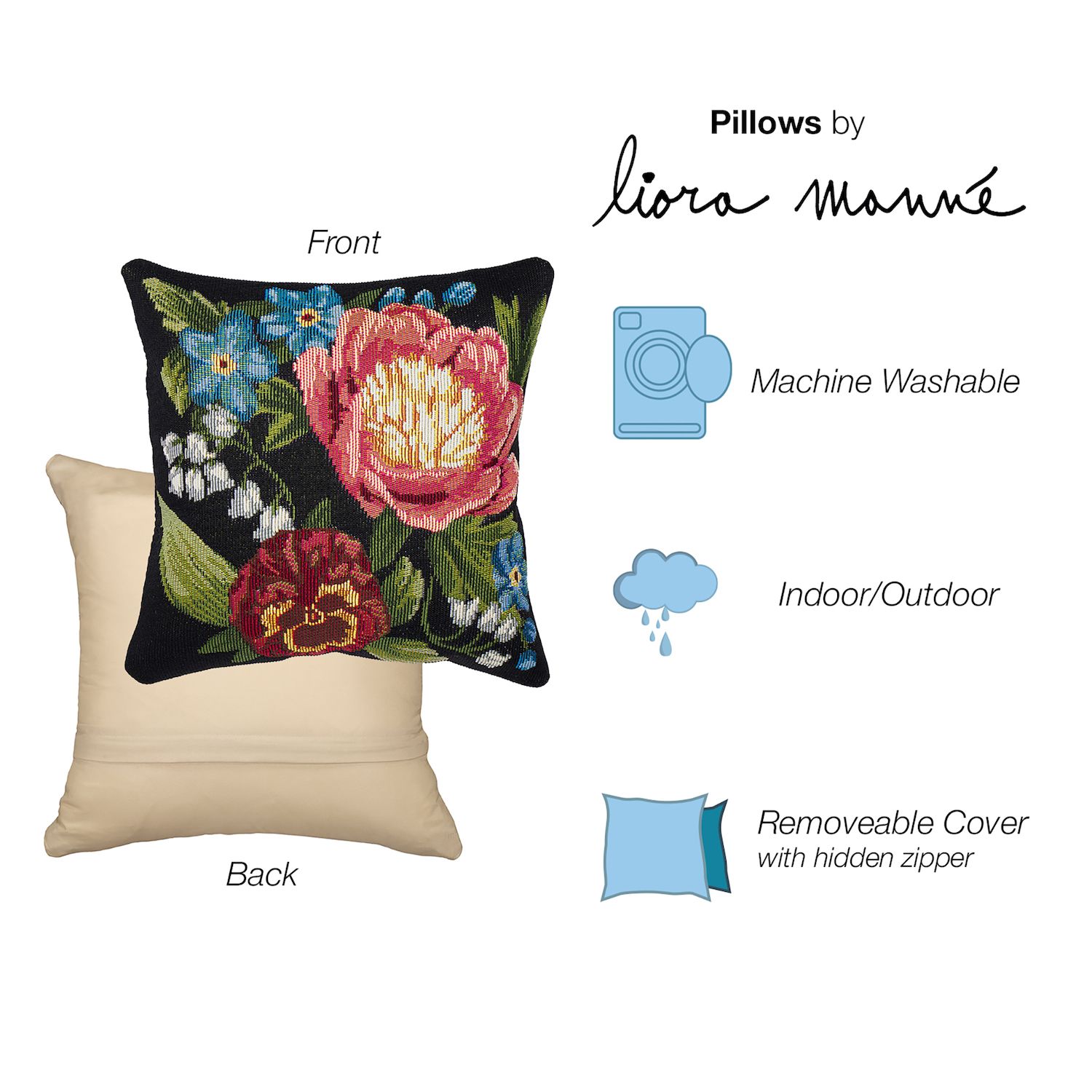 Liora Manne Marina Secret Garden Indoor/Outdoor Pillow