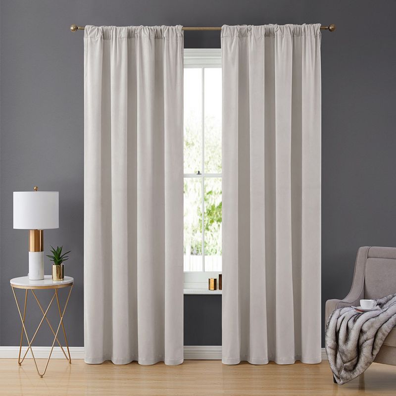 THD Maria Velvet Back Tab Rod Pocket Window Treatment Curtain Panels - Set of 2