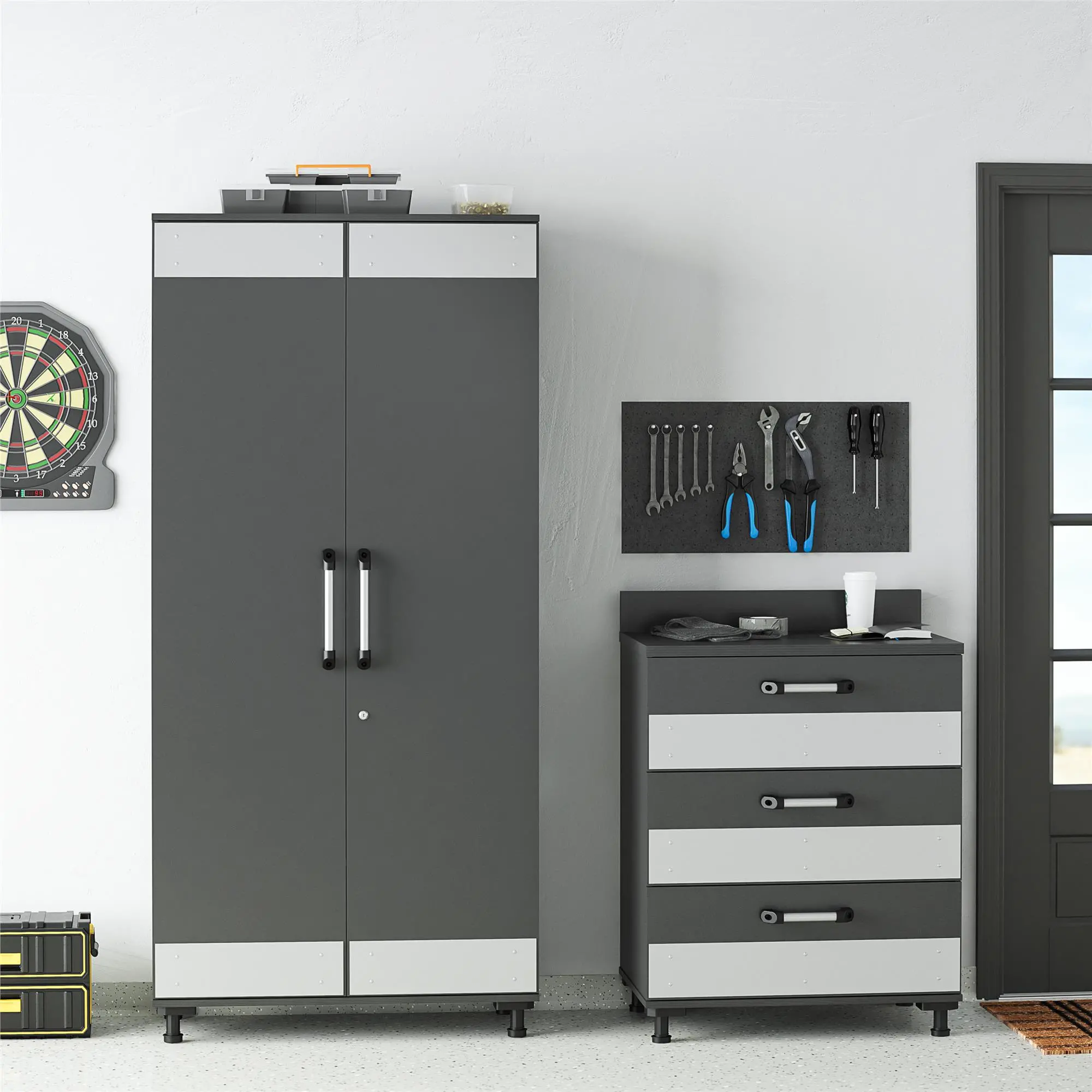 Boss Gray Tall Garage Storage Cabinet