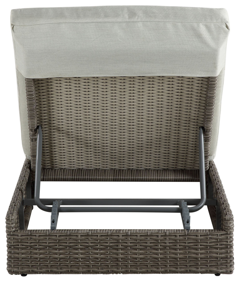 ACME Salena Patio Sun Lounge in Beige Fabric  ampGray Finish   Tropical   Outdoor Lounge Chairs   by Acme Furniture  Houzz