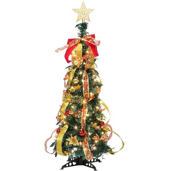 Syncfun 3.3FT Decorated Christmas Tree with 100 LED Warm Lights，Easy Collapsible and Foldable