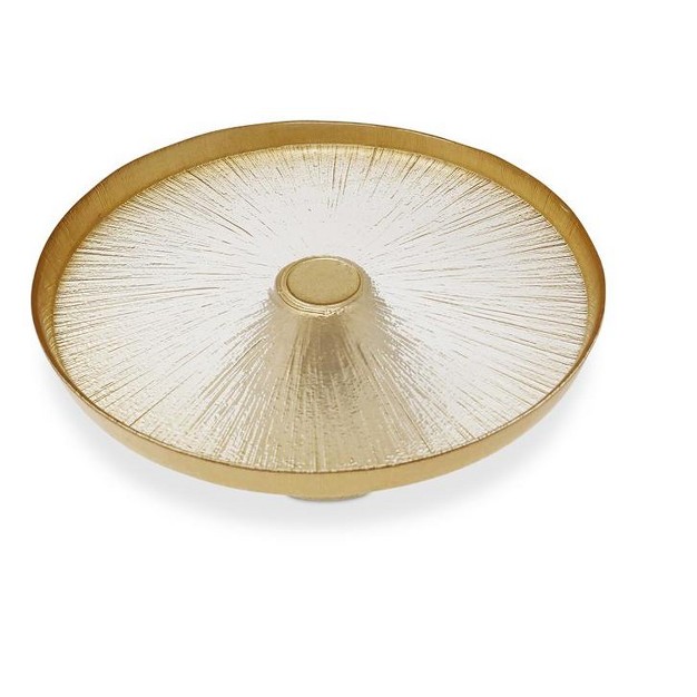 Classic Touch Glass Footed Cake Plate With Gold Rim