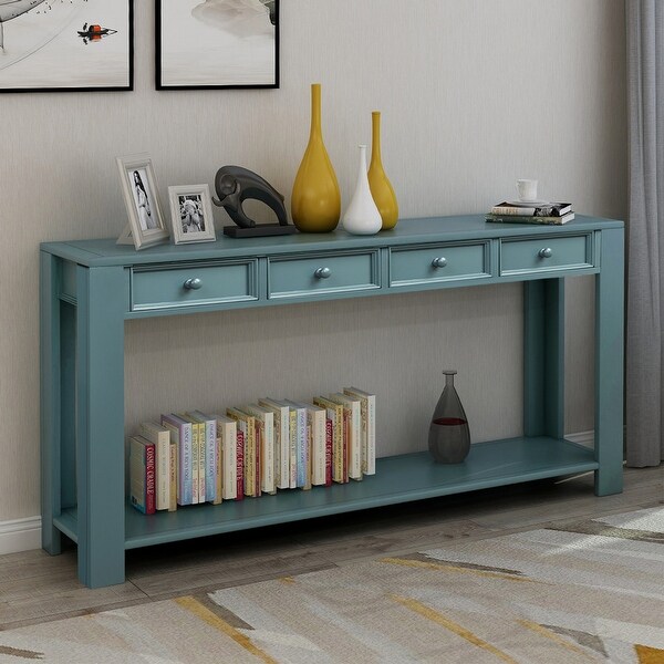 Farmhouse Wooden 4-drawer Console Table Entryway Table