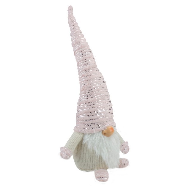 Pink Ivory And Silver Plump Christmas Gnome Figure