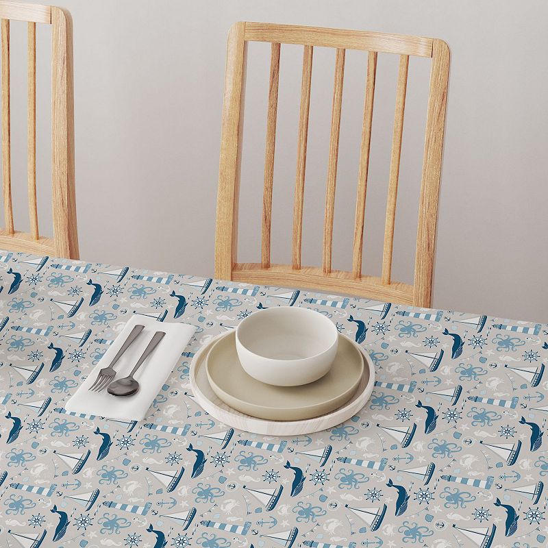 Square Tablecloth， 100% Polyester， 54x54， Elements of the Sea