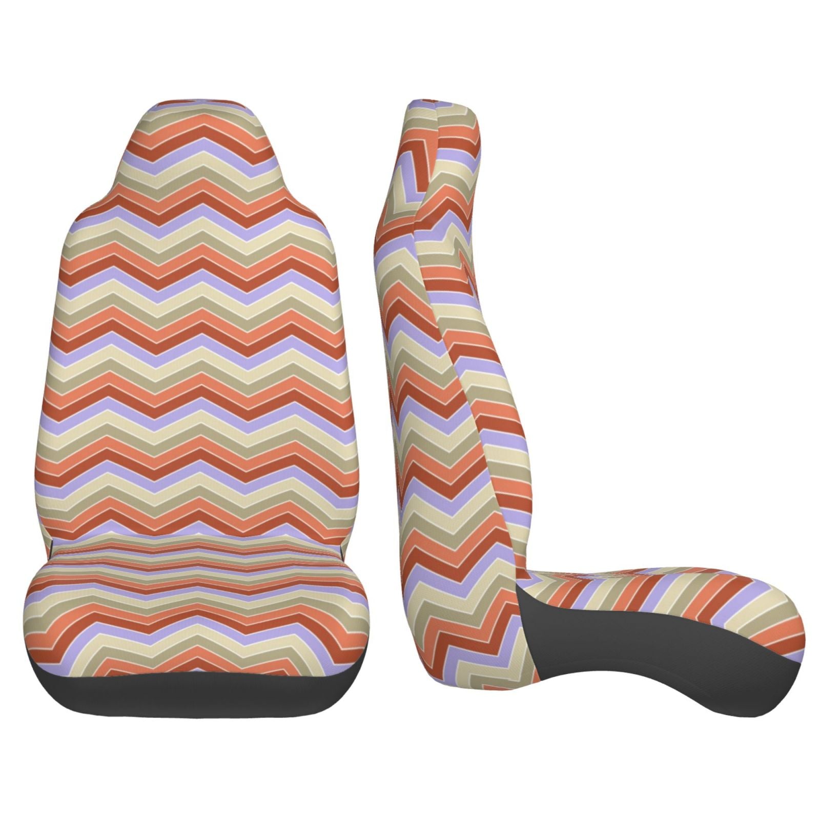 TEQUAN Front Seat Covers， Abstract Chevron Zigzag Style Pattern 2 Piece Car Seat Cover Fit Most Car SUV Truck Van