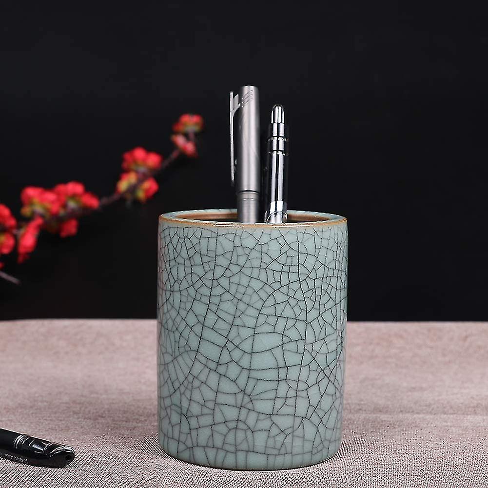 Desk Cylindrical Pencil And Pen Holders With Lines Makeup Brush Holder Ceramic Pencil Cup Desk Organizer