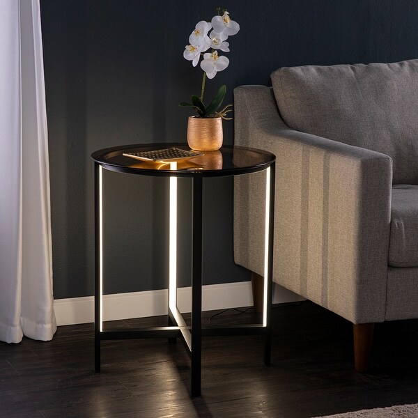 SEI Furniture Sandival Round Side Table w/ LED Lighting