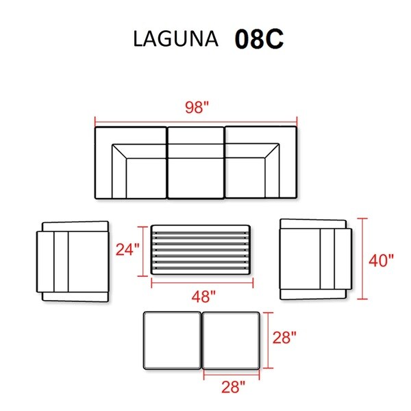 Laguna 8 Piece Outdoor Wicker Patio Furniture Set 08c