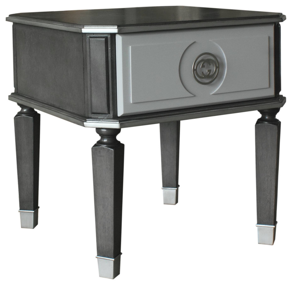 Beatrice End Table  Charcoal and Pearl White Finish   Traditional   Side Tables And End Tables   by Acme Furniture  Houzz