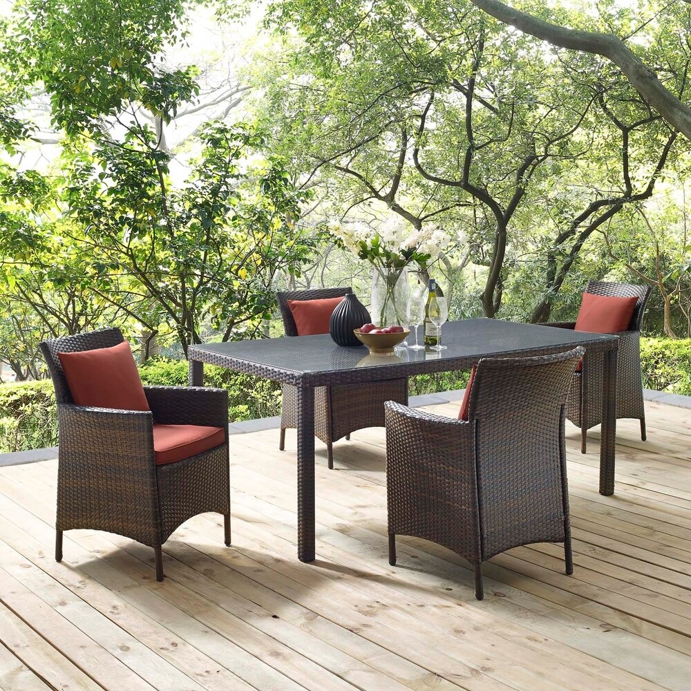 Conduit 5 Piece Outdoor Patio Wicker Rattan Set