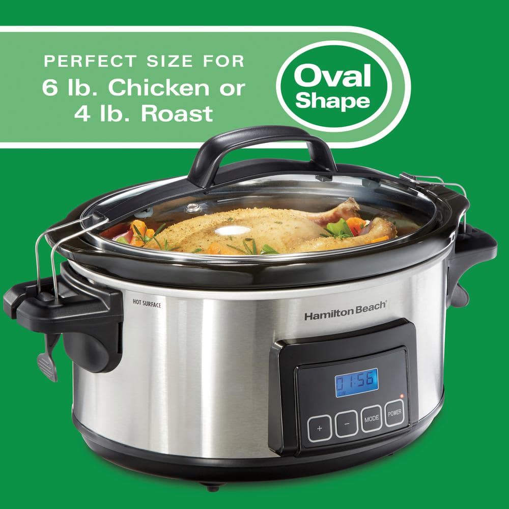 Hamilton Beach Stay or Go 6 Qt. Stainless Steel Slow Cooker with Built in Timer 33561