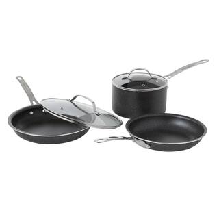 GRANITESTONE 5-Piece Aluminum Ultra-Durable Non-Stick Diamond Infused Cookware Set with Glass Lids 2255