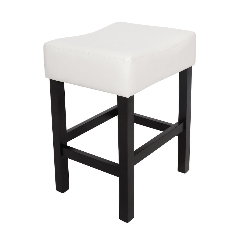 Lopez 27 inch Backless Ivory Leather Counterstools (Set of 2) by Christopher Knight Home