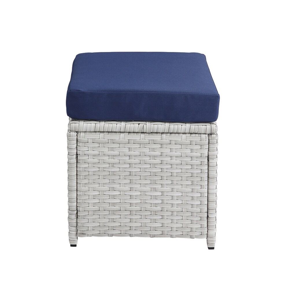 ACME Paitalyi 9Pc Patio Set in Blue Fabric   Wicker