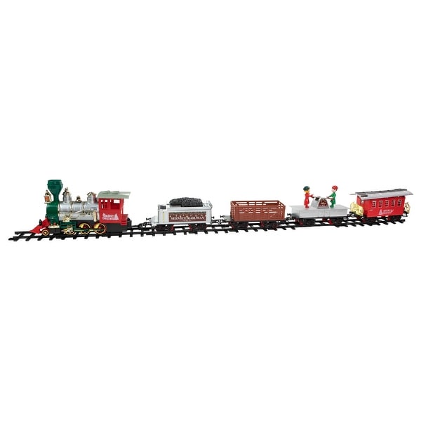 35Pc Silver Red B/O Lighted Animated Classic Train Set Sound