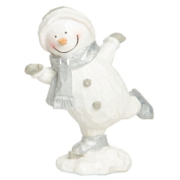 Transpac Resin 6 25 In White Christmas Elegant Skater Snowman Figurine