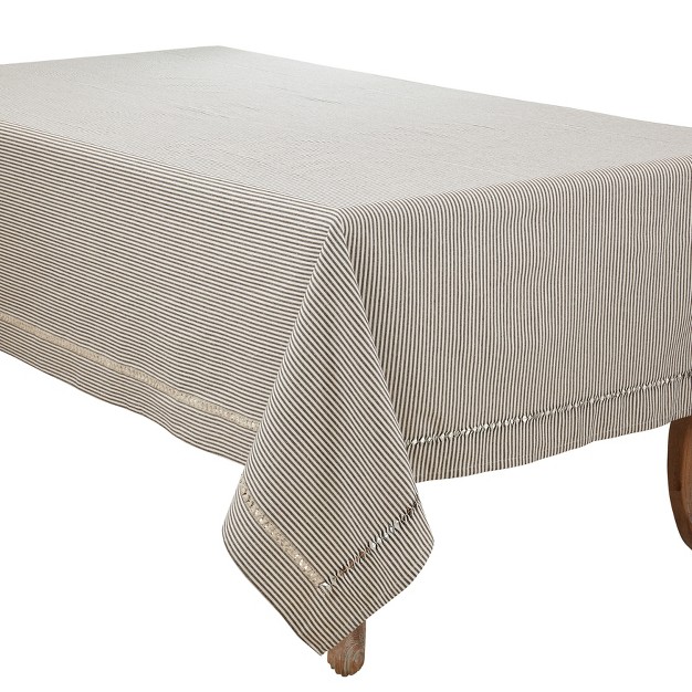 Saro Lifestyle Stripe Design Hemstitched Tablecloth