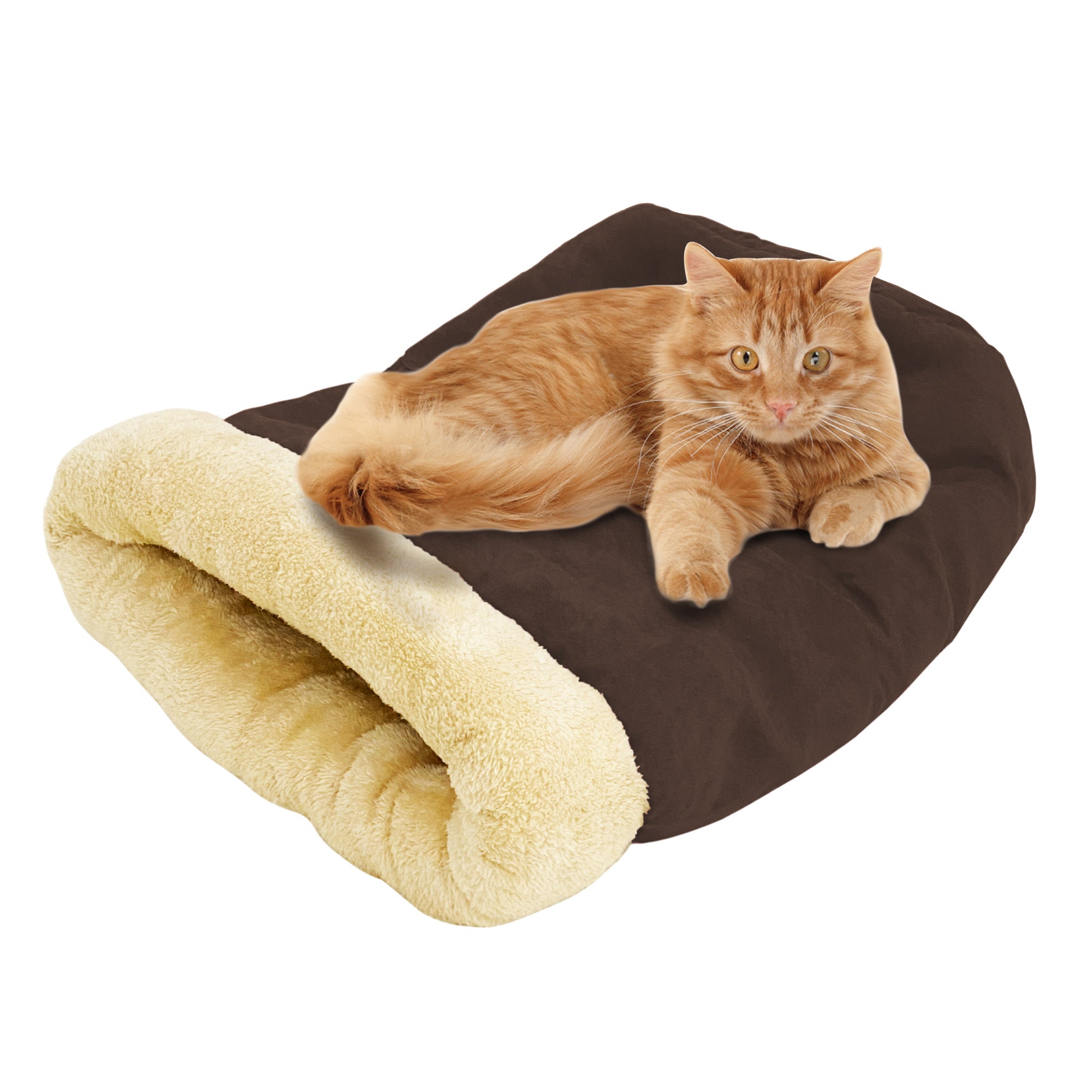 GOOPAWS 4 in 1 Self Warming Burrow Cat Bed， Pet Hideway Sleeping Cuddle Cave