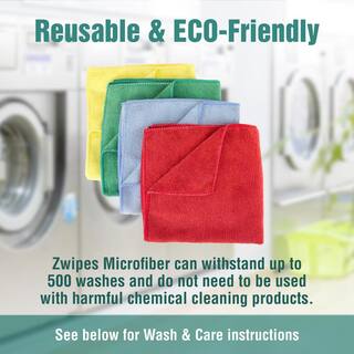 Zwipes Microfiber Cleaning Cloths 16in. x 16in. Yellow (12-Pack) H1-728