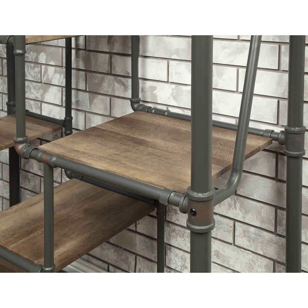 Vofi Industrial Black Metal Multi Shelf Tiered Bookshelf by Furniture of America