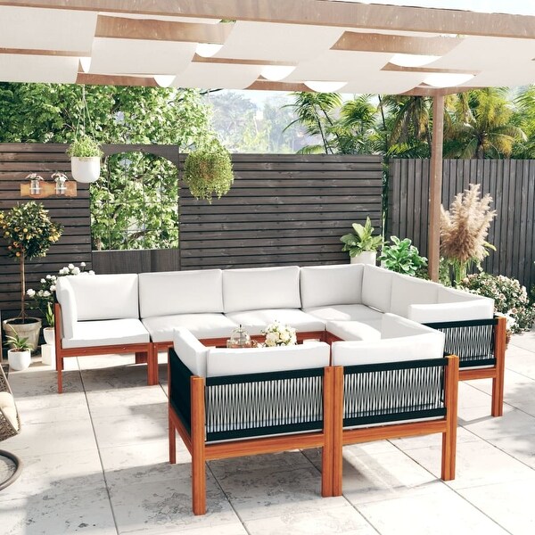 vidaXL Patio Lounge Set Outdoor Sectional Sofa with Cushions Solid Acacia Wood