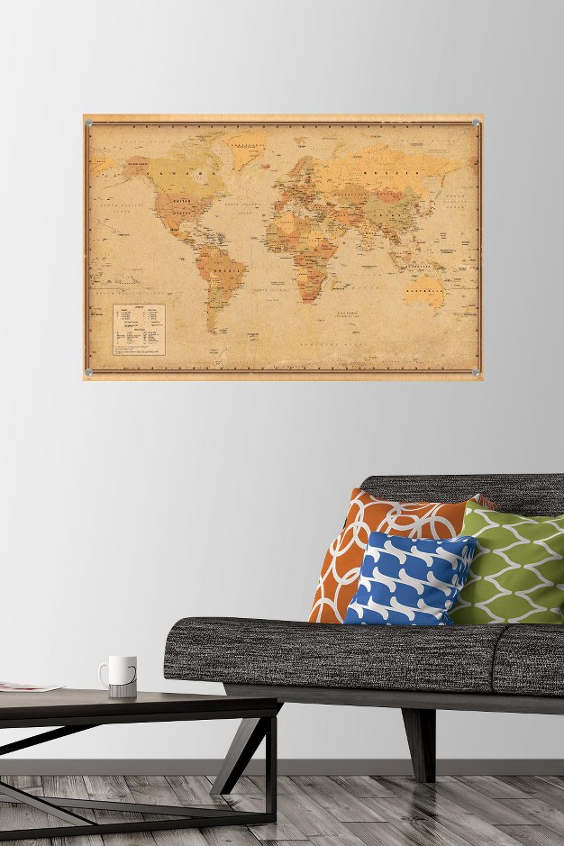 Trends International Antique World Map 2023 Unframed Wall Poster Prints