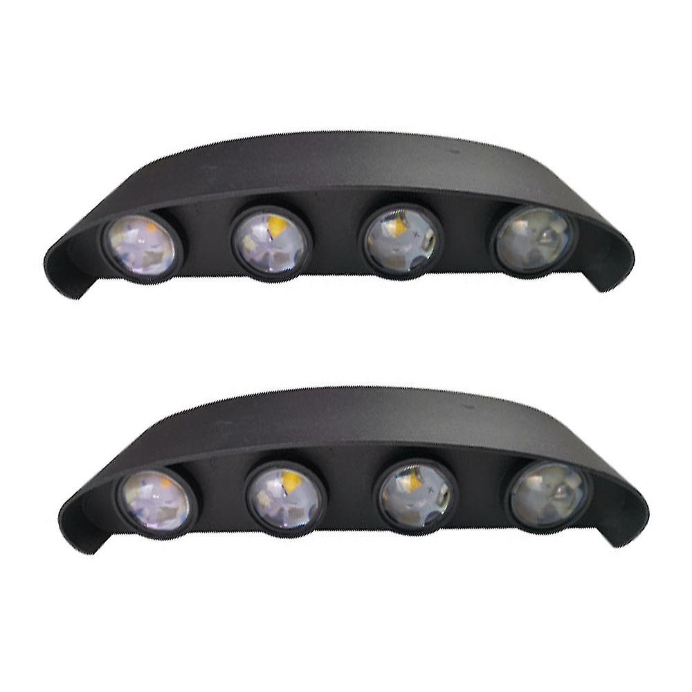 2 Pcs Modern Outdoor Waterproof Wall Lamp，black Led Wall Sconce，8w8