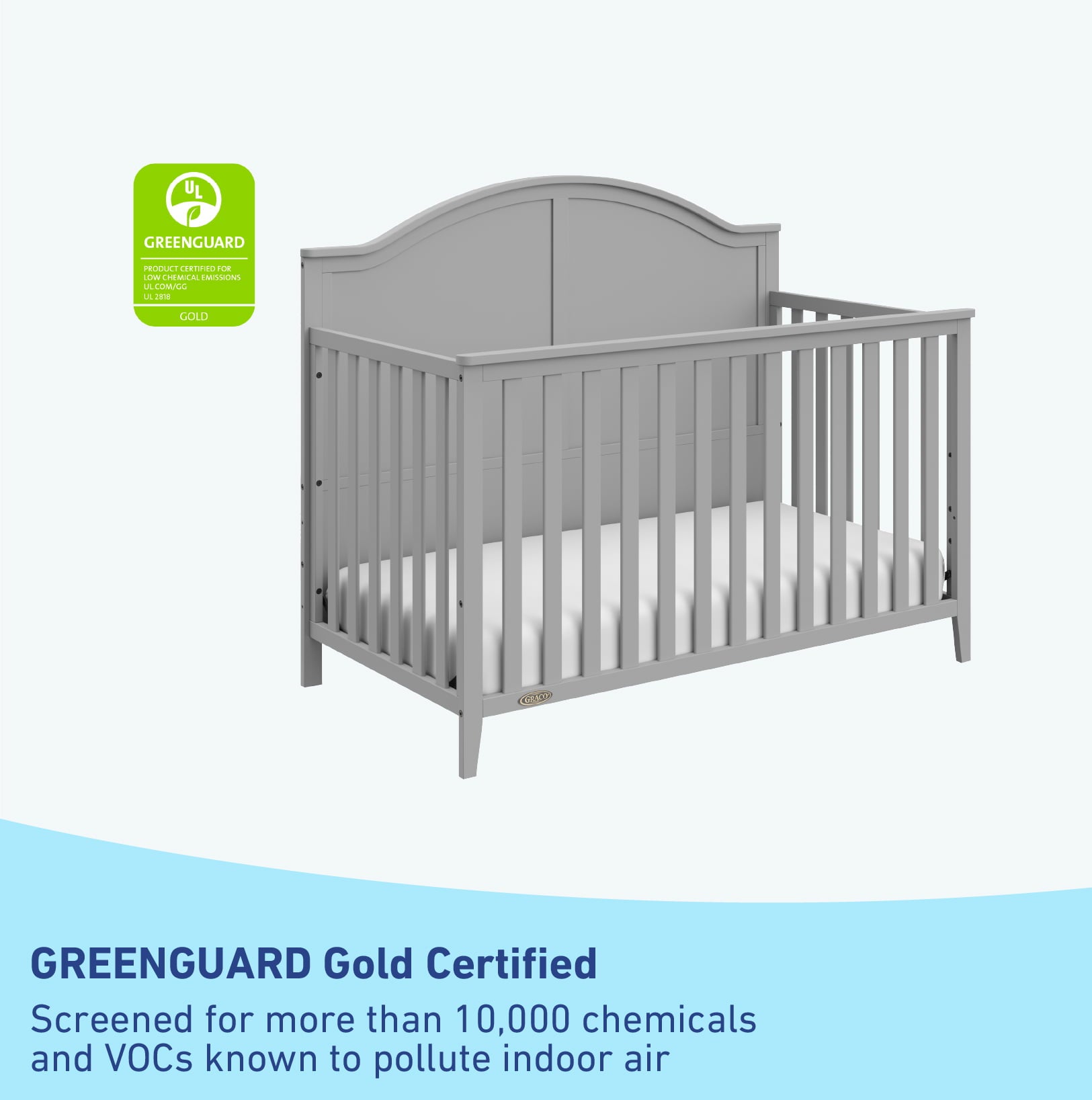 Graco Wilfred 5-in-1 Convertible Baby Crib, Pebble Gray