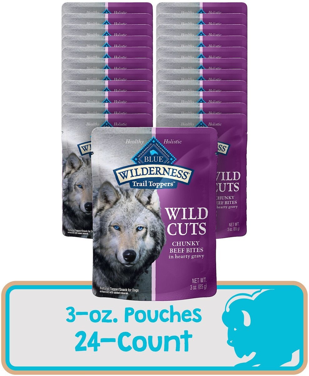 Blue Buffalo Wilderness Trail Toppers Wild Cuts Chunky Beef Bites in Hearty Gravy Grain-Free Dog Food Topper